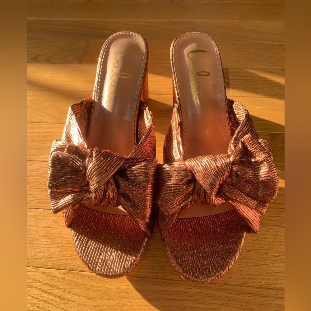 New! Lulus Bronze Bow Mules